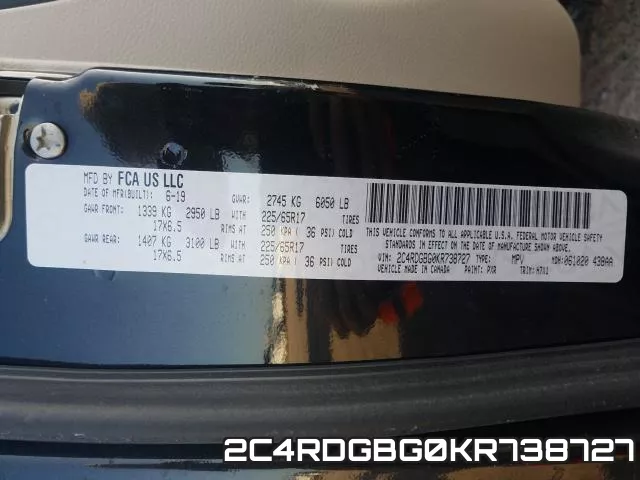 2C4RDGBG0KR738727 фото 2