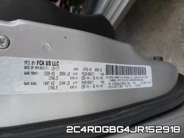 2C4RDGBG4JR152918 фото 2