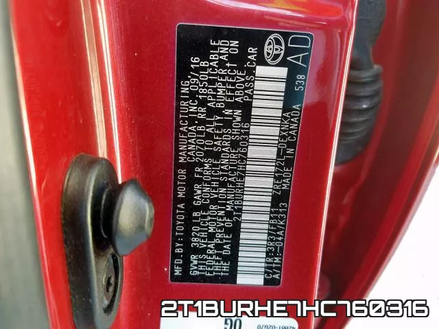 2T1BURHE7HC760316 фото 2