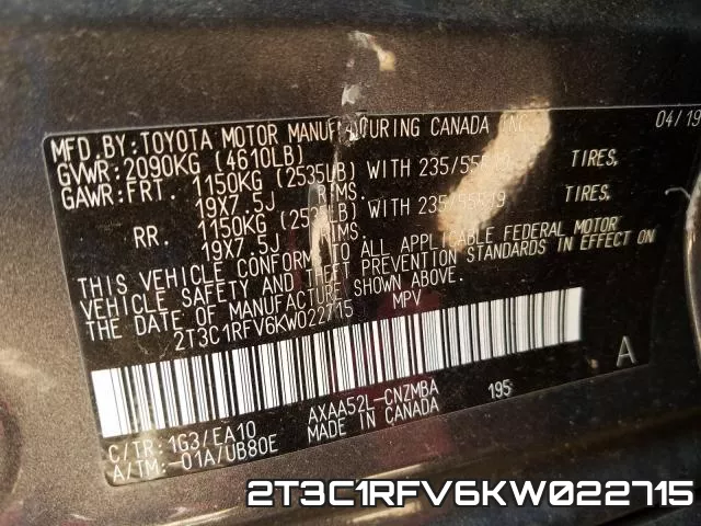 2T3C1RFV6KW022715 фото 2