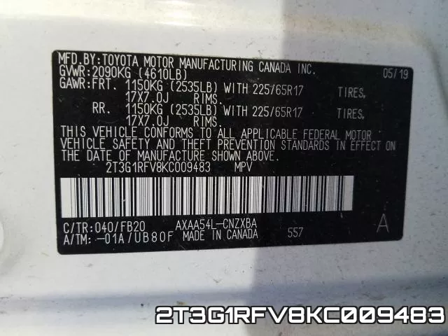 2T3G1RFV8KC009483 фото 2