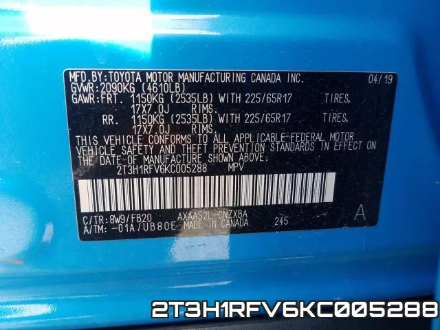 2T3H1RFV6KC005288 фото 2