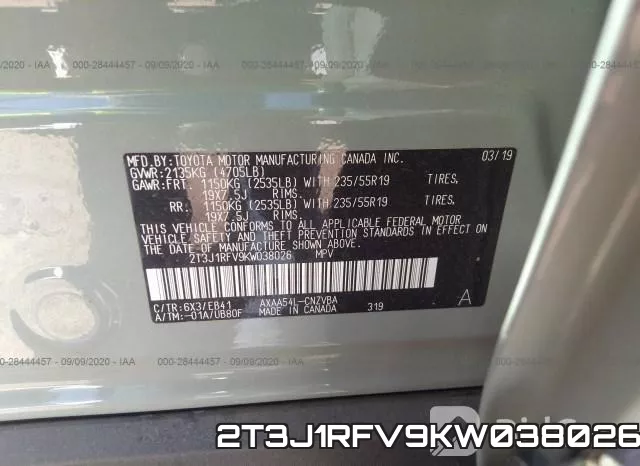 2T3J1RFV9KW038026 фото 10