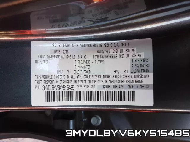 3MYDLBYV6KY515485 фото 2