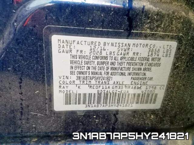 3N1AB7AP5HY241821 фото 2