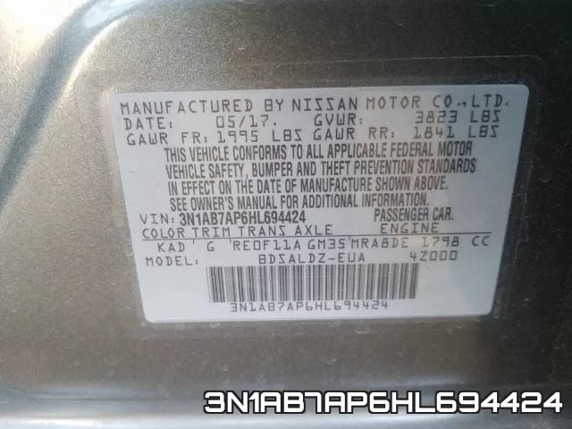 3N1AB7AP6HL694424 фото 2