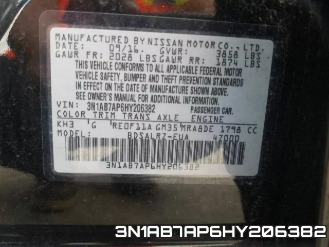3N1AB7AP6HY206382 фото 2
