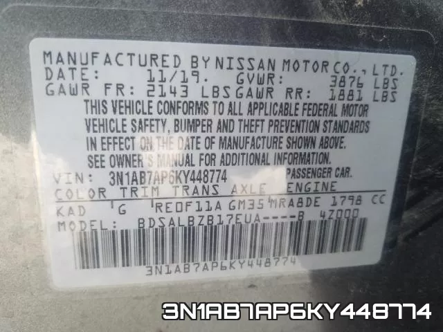 3N1AB7AP6KY448774 фото 2