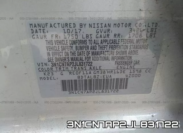 3N1CN7AP2JL831722 фото 10