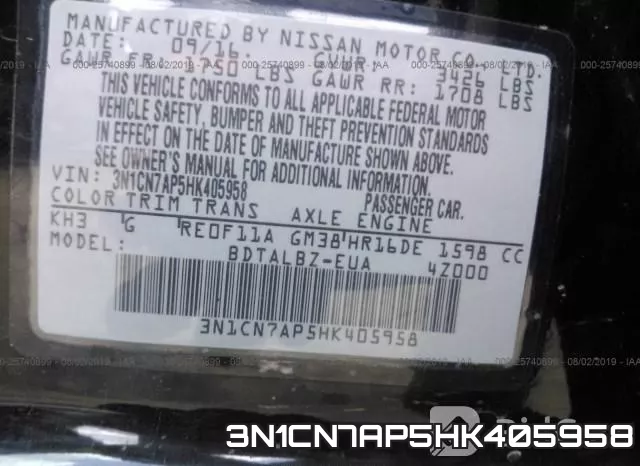 3N1CN7AP5HK405958 фото 10