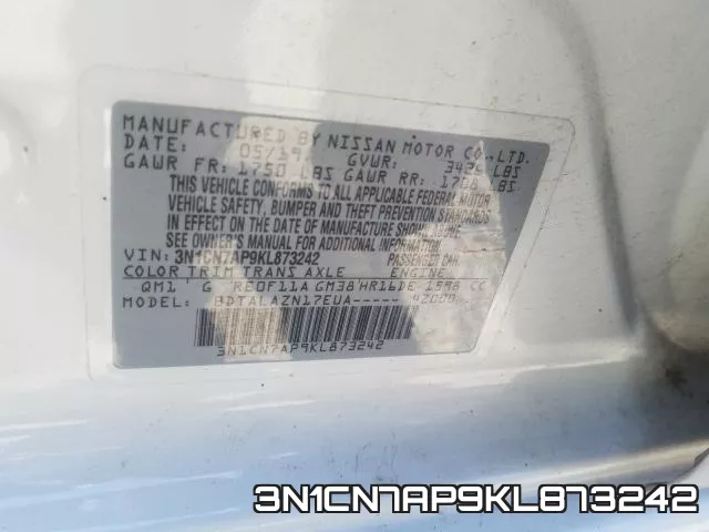 3N1CN7AP9KL873242 фото 2