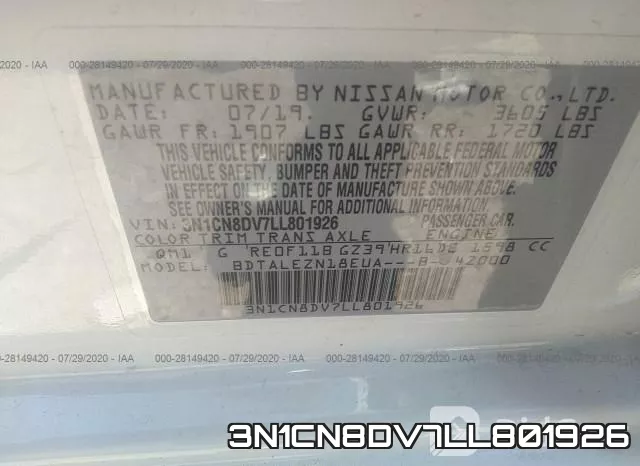 3N1CN8DV7LL801926 фото 10