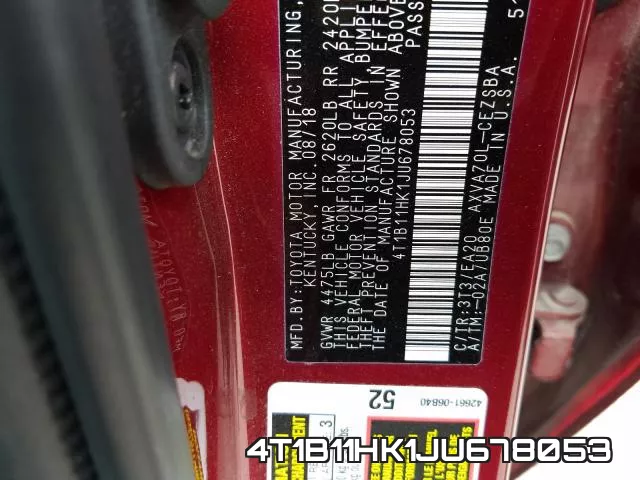 4T1B11HK1JU678053 фото 2
