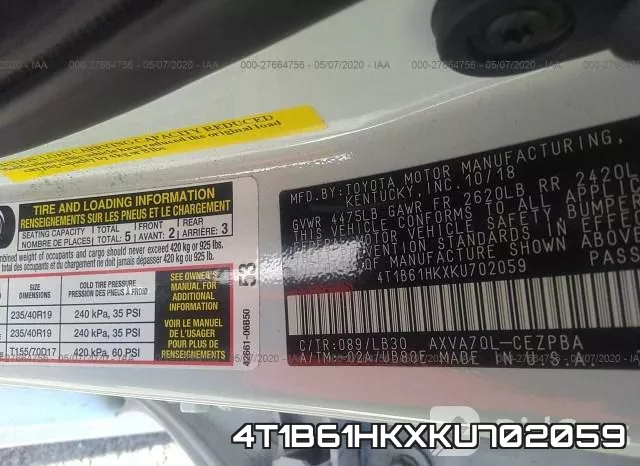 4T1B61HKXKU702059 фото 10