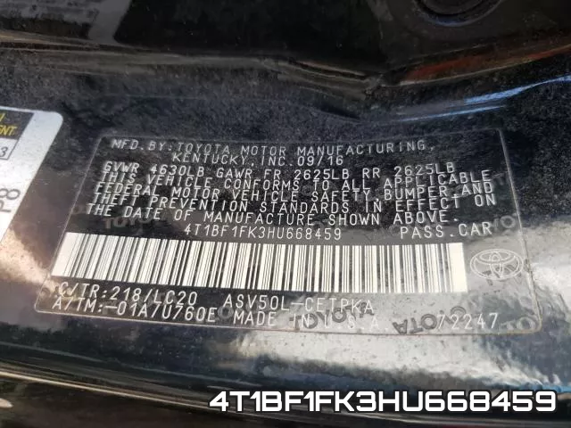 4T1BF1FK3HU668459 фото 2