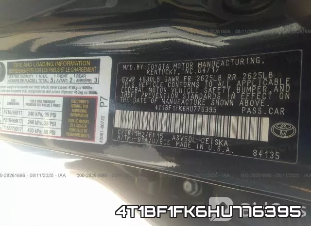 4T1BF1FK6HU776395 фото 10