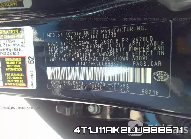 4T1J11AK2LU888671 фото 10