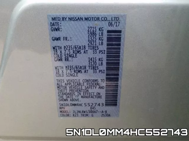 5N1DL0MM4HC552743 фото 2