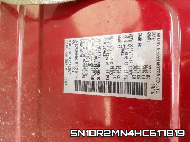5N1DR2MN4HC617819 фото 2