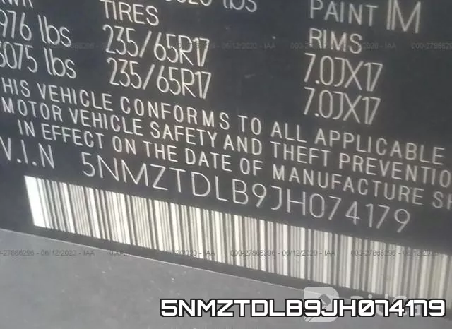 5NMZTDLB9JH074179 фото 10