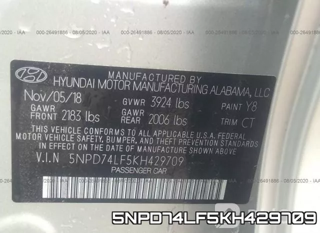 5NPD74LF5KH429709 фото 10