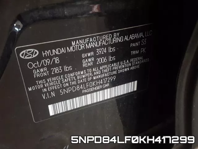 5NPD84LF0KH417299 фото 2