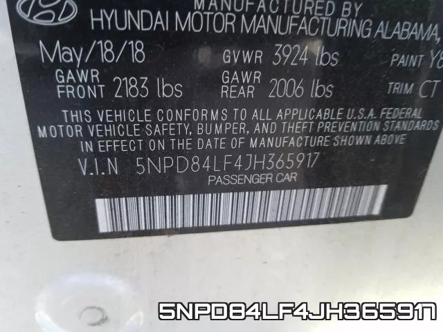 5NPD84LF4JH365917 фото 2