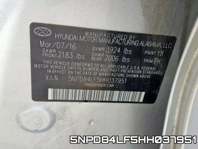5NPD84LF5HH037951 фото 2