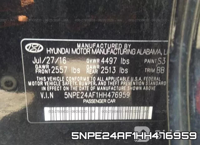 5NPE24AF1HH476959 фото 10