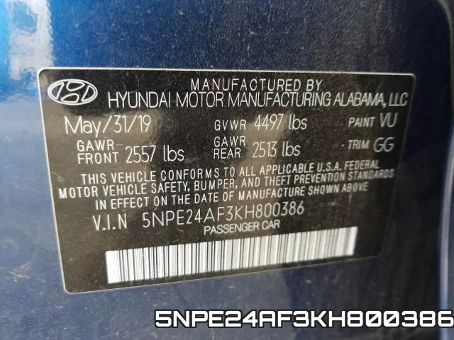 5NPE24AF3KH800386 фото 2