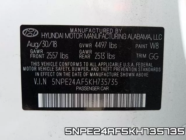 5NPE24AF5KH735735 фото 2