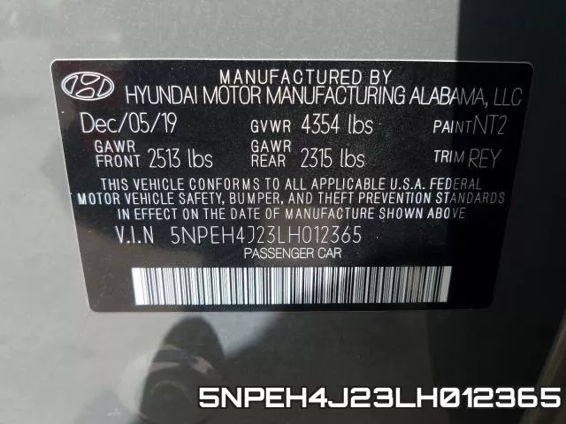 5NPEH4J23LH012365 фото 2