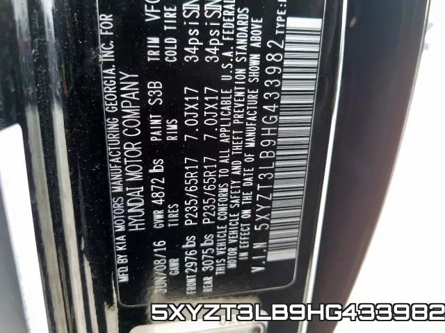 5XYZT3LB9HG433982 фото 2