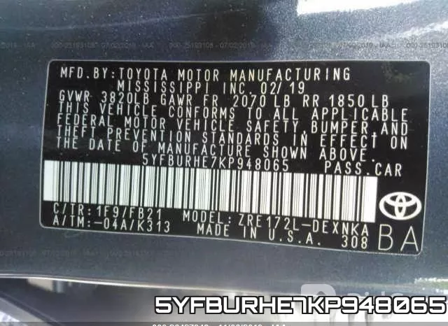 5YFBURHE7KP948065 фото 10