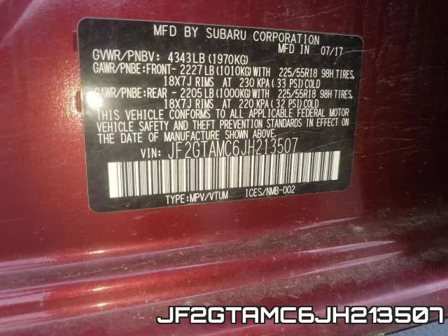 JF2GTAMC6JH213507 фото 2