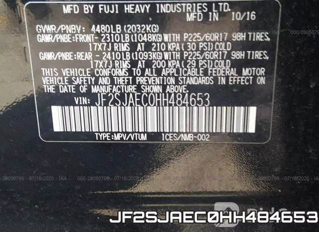 JF2SJAEC0HH484653 фото 10