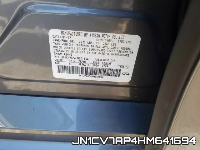 JN1CV7AP4HM641694 фото 2