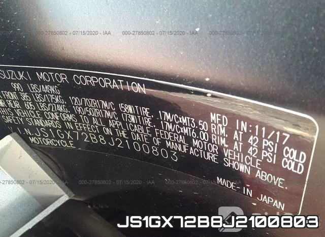 JS1GX72B8J2100803 фото 2