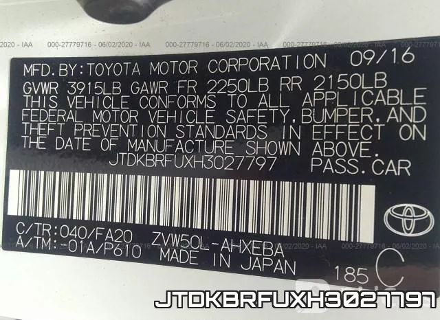 JTDKBRFUXH3027797 фото 10
