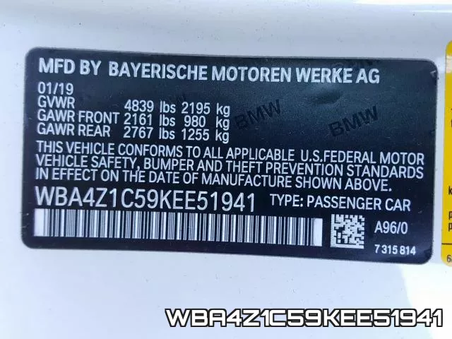WBA4Z1C59KEE51941 фото 2