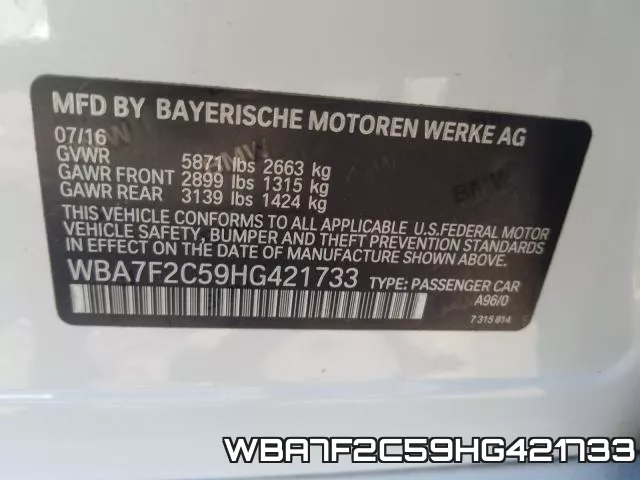 WBA7F2C59HG421733 фото 2