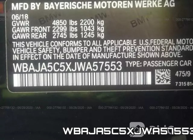 WBAJA5C5XJWA57553 фото 9