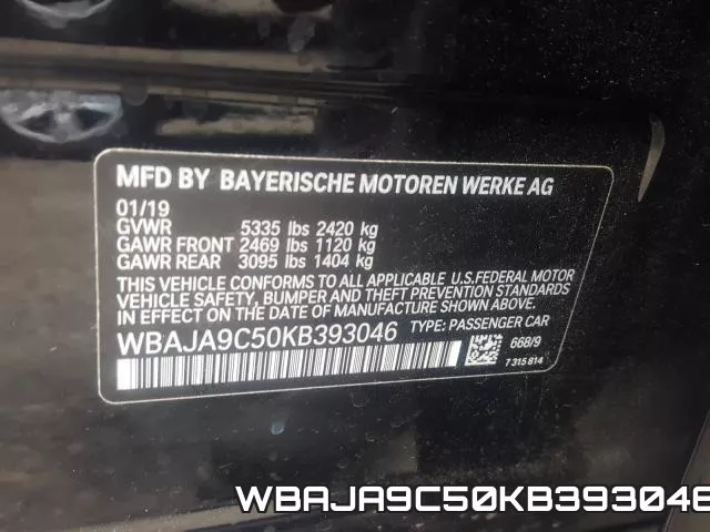 WBAJA9C50KB393046 фото 2