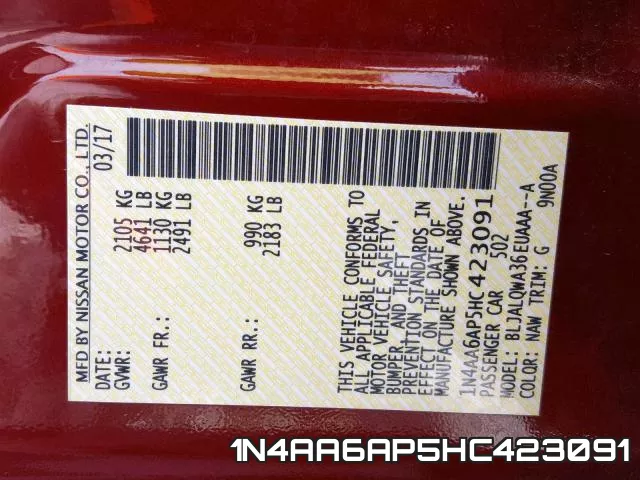1N4AA6AP5HC423091 фото 2