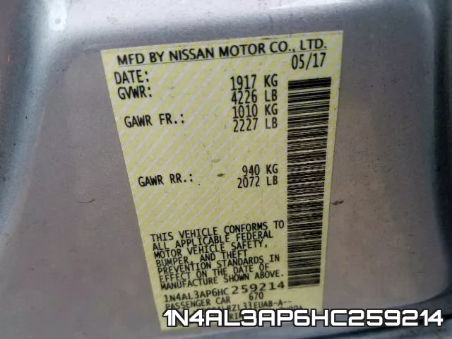 1N4AL3AP6HC259214 фото 2