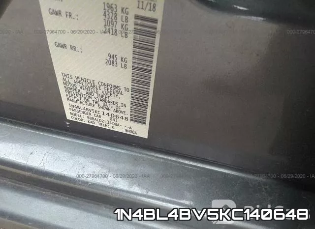 1N4BL4BV5KC140648 фото 10