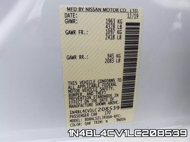 1N4BL4CV1LC208539 фото 2