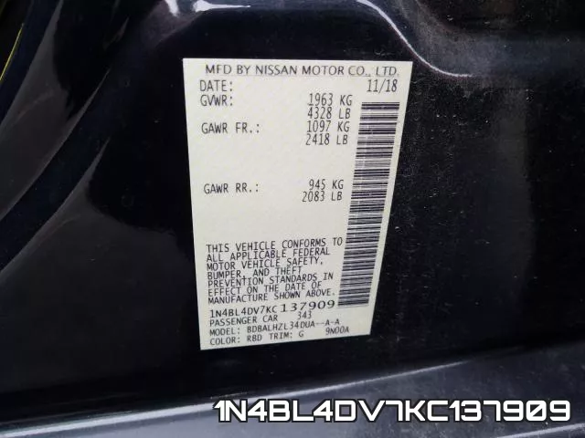 1N4BL4DV7KC137909 фото 2