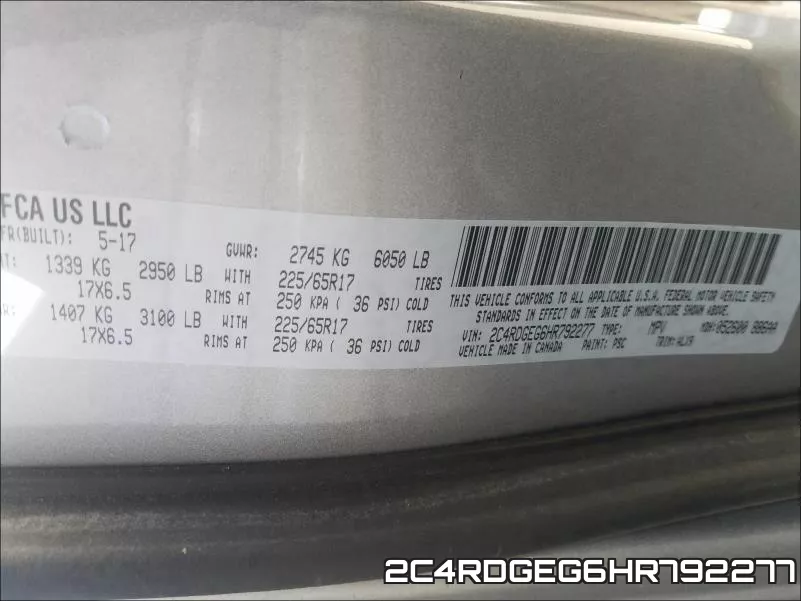 2C4RDGEG6HR792277 фото 2