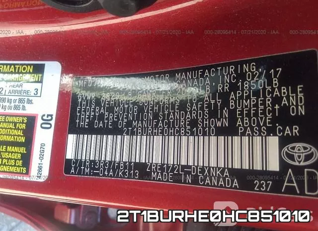 2T1BURHE0HC851010 фото 10